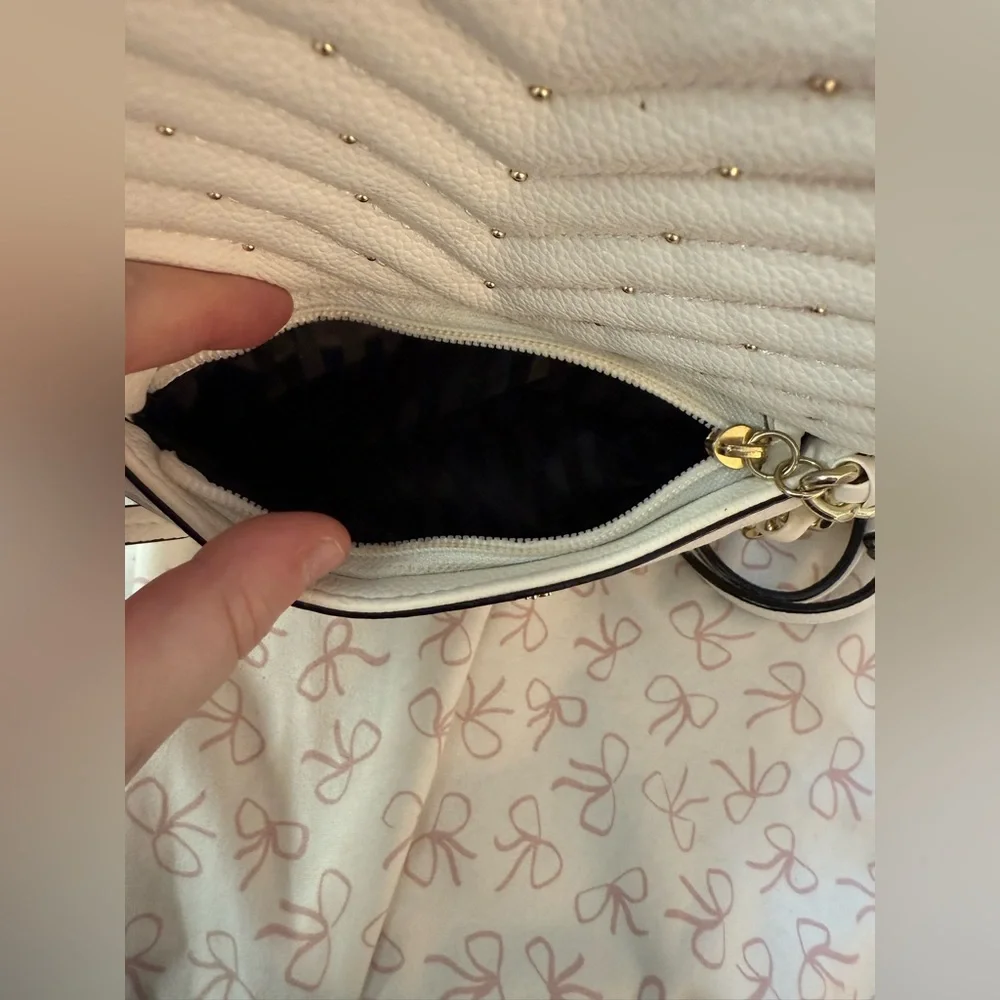 Victoria’s Secret White Quilted Mini Backpack With Gold Accents - Picture 4 of 6
